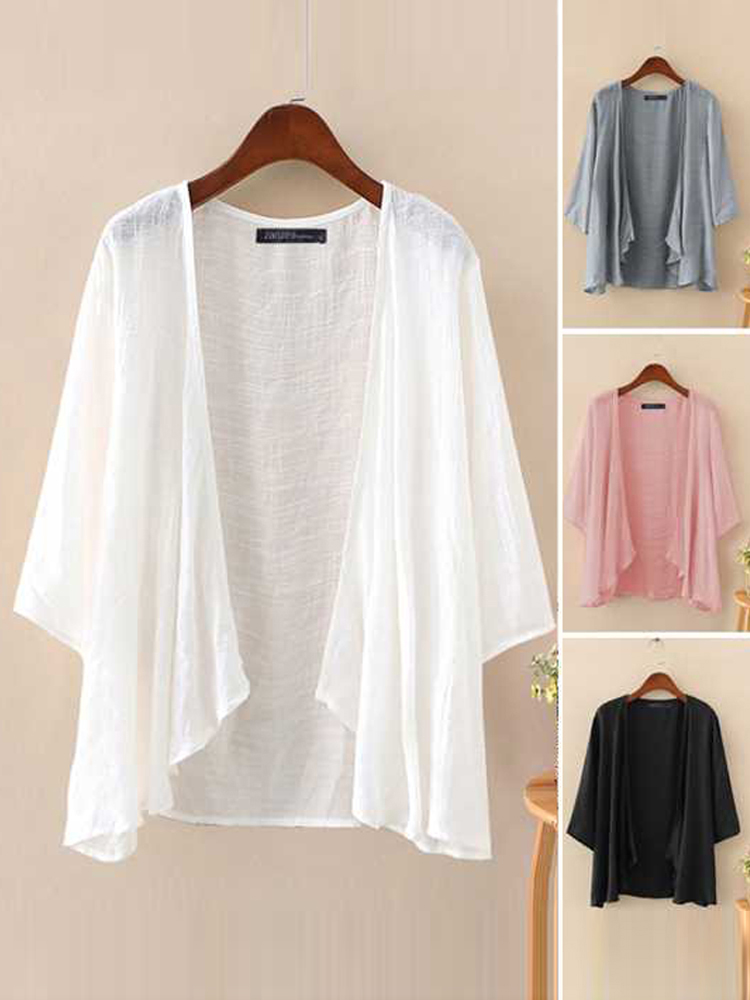 Women'S Fashion Kimono - Модные Однотонные кардиганы, женская летняя блузка