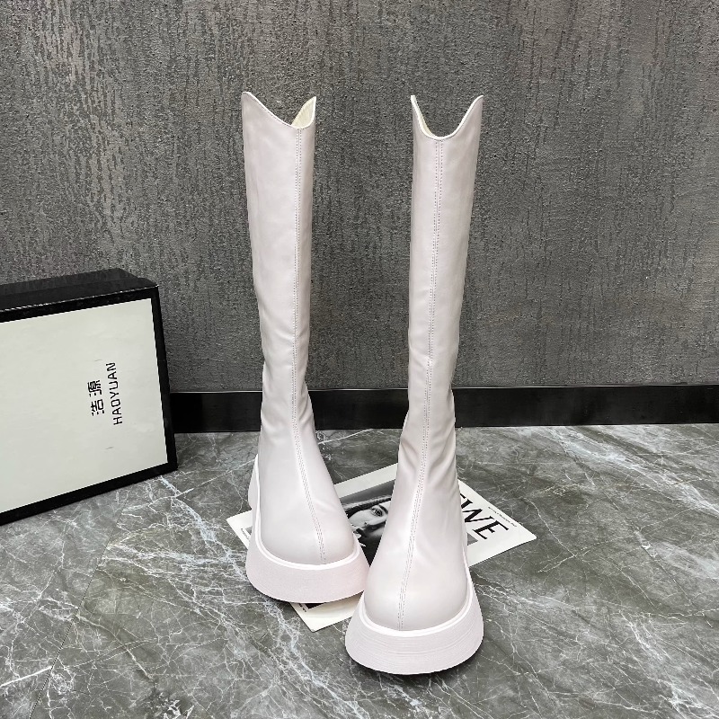 Women'S Fashion Knee High Boots - Новые женские простые однотонные нескользящие высокие