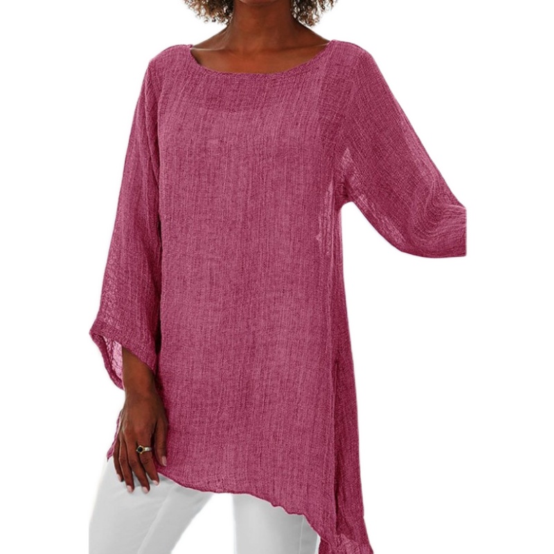 Wrap Blouse Chiffon - Горячая блузка, женская однотонная хлопково-льняная туника