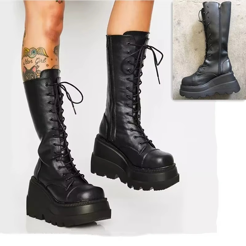 Women'S Fashion Knee High Boots - Женские ботинки на платформе в стиле