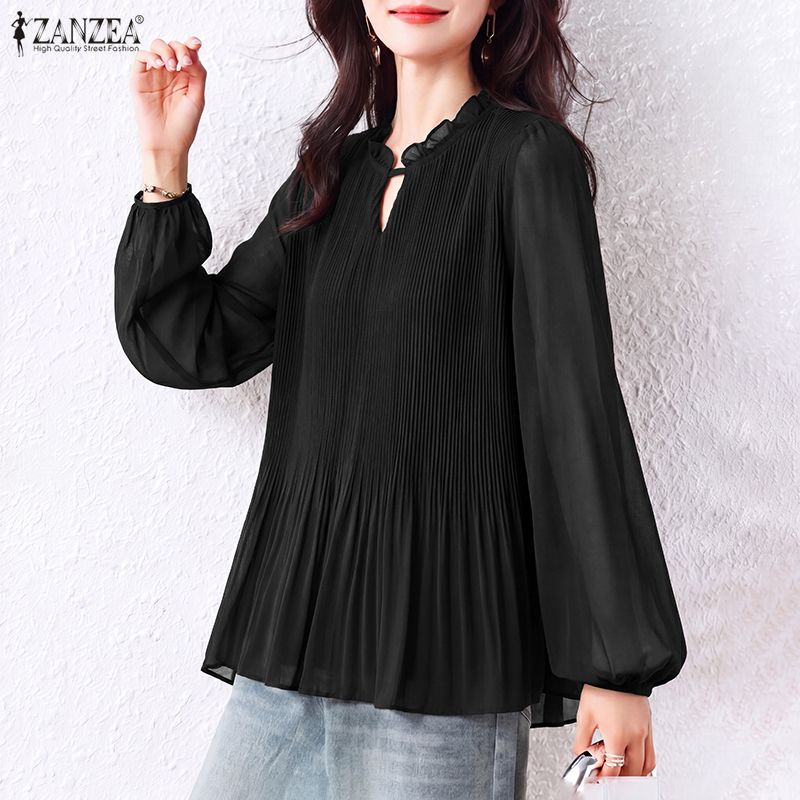Wrap Blouse Chiffon - Женская блузка ZANZEA: элегантная офисная туника