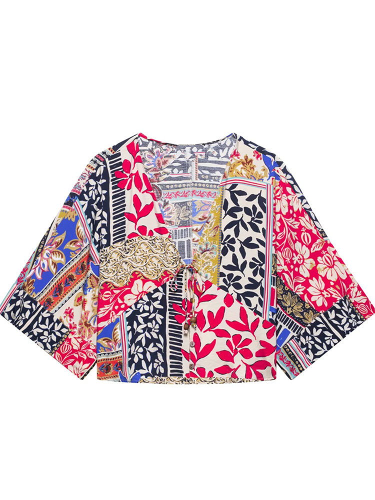 Women'S Fashion Kimono - Zevity женская мода V ткань лоскутный
