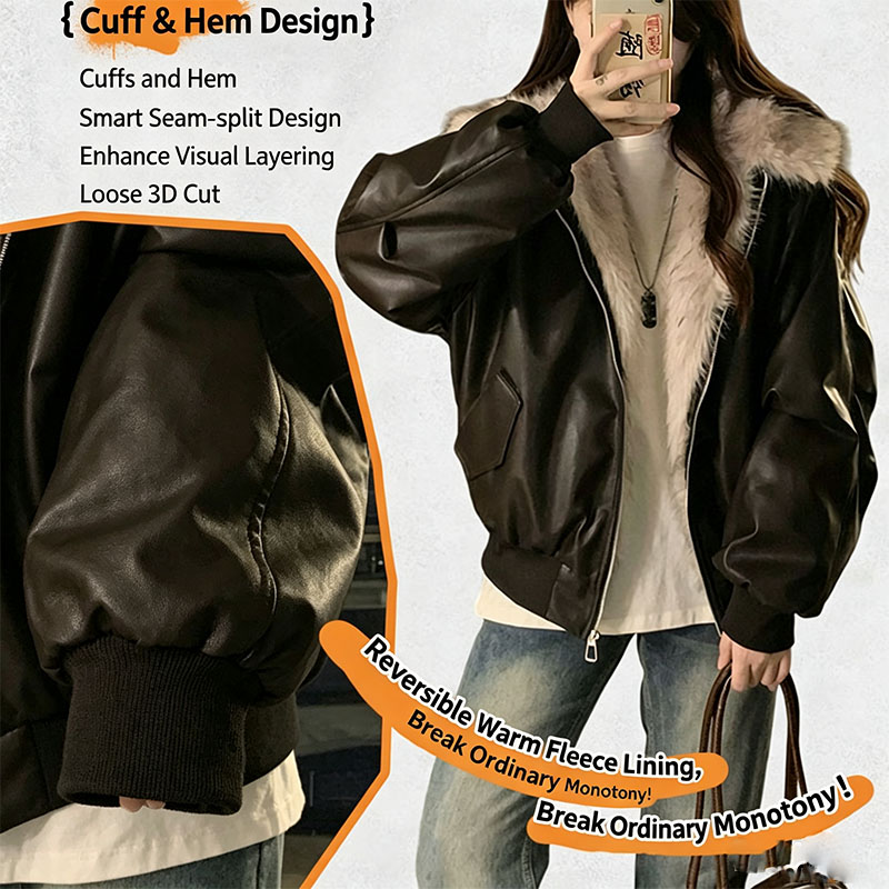 Зимняя теплая флисовая куртка  – обзор и цена Women'S Fashion Bomber Jacket