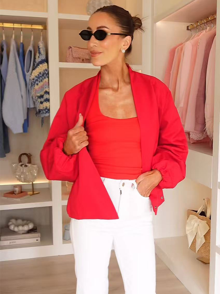 Модная красная короткая куртка – обзор и цена Women'S Fashion Bomber Jacket