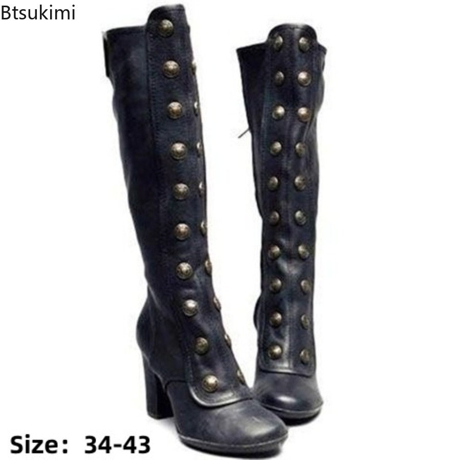 Ретро черные модные сапоги с з – обзор и цена Women'S Fashion Knee High Boots