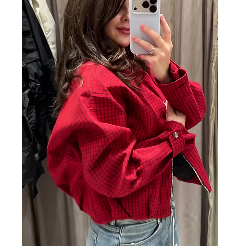 Осенняя модная клетчатая куртк – обзор и цена Women'S Fashion Bomber Jacket